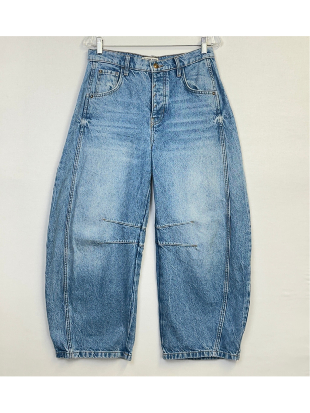 We The Free Good Luck Mid Rise Barrel Jeans Blue Women's Size 27